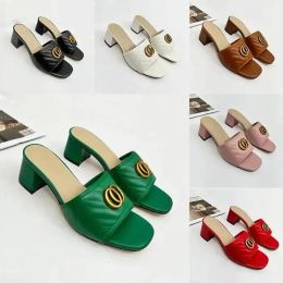 Designer Sandals Women Shoes Chunky Heel Sandal Fashion Letter Slipper Embroidered Slippers Lady Sexy High Heel 6.5cm