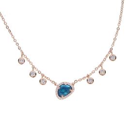 fashion Jewellery chrimstams gift uneven gemstone blue white stone cz drop choker statement elegant women Jewellery necklace1993