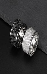 iced out Black zircon ring for men women luxury designer bling diamond flash ring gold silver copper zircon couple lover ring jewe4068237