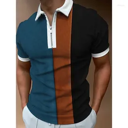 Men's T Shirts European Style Casual Polo Shirt Short Sleeved Zipper Lapel Pullover T-shirt