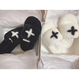 designer shoes X SMFK plush slippers for women to wear outside the autumn and winter new thick soled cross plush shoes antislip oneline plush slippers