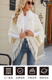 Scarves 2023 Autumn/Winter Style Fur Collar Tassel Shawl Women's European And American Knitted Cape Coat