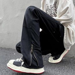 Men's Jeans Wide Leg Straight Men High Street Ins Fashion Denim Pants Design Streetwear Hip Hop Black Unisex Trousers 2023 W580
