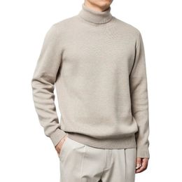 Men's Sweaters Cashmere Cotton Blend Knitted Turtleneck for Men 2023 Autumn Winter Classic Solid Color Simple Casual Warm Pullovers 231017