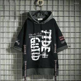 Men's T Shirts Fashion Graffiti Hoodies Shirt Summer Techwear Letter Print Casual Streetwear Y2k Hip Sport Anime Men Thin Clothing