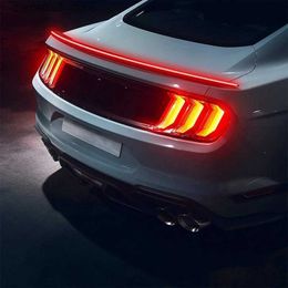 Car Tail Lights 1Pcs 120cm LED Spoiler Light For Car Universal Black Carbon Fibre Car Stop Signal Trunk Light Auto Rear Warning Tail Lights 12V Q231017