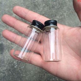 27*50*14mm 15ml Small Transparent Glass Bottles With Screw Black Aluminium Cap Jars Empty Vials Container 100pcsgood qty Lstli