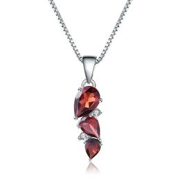 GEM'S BALLET 925 Sterling Silver Birthstone 2 94Ct Natural Garnet Gemstone Pendant Necklace Wedding Fine Jewelry for Women Pa239Y