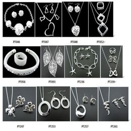 with tracking number New Fashion women's charming Jewellery 925 silver 12 mix Bracelet Earrings & Necklace jewel215L