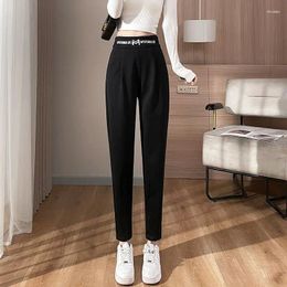 Women's Pants 2023 Spring And Summer Thin Letter Printing Pocket Loose Relaxed Slim High Waist Oversize Cropped Straight Sweatpants