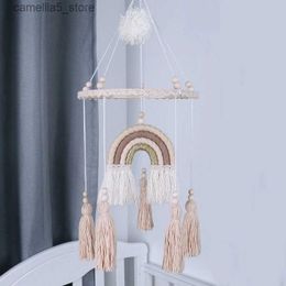 Mobiles# Baby Crib Mobile Rattle Toys Handmade Boho Rainbow Star Tapestry Bed Bell Wind Chime Rattles Newborn Kids Nursery Bedroom Decor Q231017