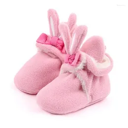 First Walkers Born Baby Girl Shoes Thickened Plush Boots Cartoon Flat Non-Slip Soft Sole Walker Winter Warm Crib