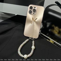 Light Luxury Phone Case Apple 15 Promax 11 12 13pro Cellphone Cover With Rhinestone Letter Pearl Chain Designer Women Cases Phones Covers