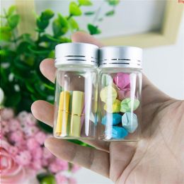 25ml Glass Jars Bottles Aluminium Screw Silver Cap Transparent Gift Wedding Crafts Wishing 50pcs good qty Nsdht