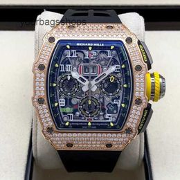 Men's Quartz Wristwatch Swiss RM Wrist Watch Rm11-03 Machinery 44.5*50mm Rm11-03 Rose Gold Rough Diamond 1CEM