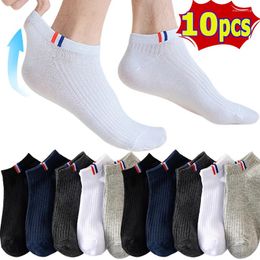 Men's Socks 1/5 Pairs Mens Casual Boat Summer Cotton Sports Sweat Absorbing Breathable Vertical Bar Parallel Bars Ovement Tube