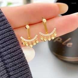 Dangle Earrings CxsJeremy Solid 18K Yellow Gold Real Diamond Smile Drop For Women Wedding Classic Gift AU750 Tassel Fine Jewelry