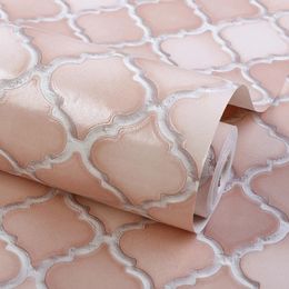 Wallpapers Pink Mosaic Tile Wallpaper Non Self Adhesive Living Room Bedroom Background Geometric Trellis Shop Resturant Decor