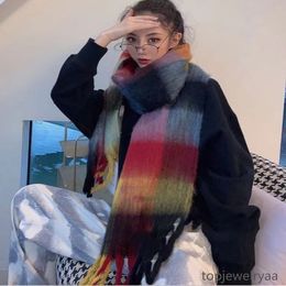 240*35 color men's and women's high quality plaid scarf soft thick shawl Fashion multi-purpose scarf designer winter warm color rainbow plaid thick