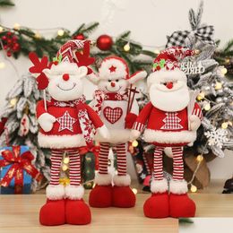 Christmas Decorations Cartoon Knitting Telescopic Doll Elderly Standing Posture Dolls Window Props Drop Delivery Home Garden Festive Dhiza