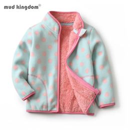 Jackets Mudkingdom Girls Boys Coats Winter Fleece Thicken Warm Heavy Outerwear Children's Clothing Kids Jackets Polka Dots Clothes 231017
