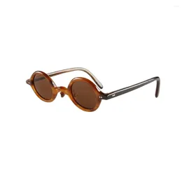 Sunglasses Vintage Handmade Light Thin Small Round Curved Wide Nose Bridge Rivets Clear Dark Coffee Red Real Natural Horn
