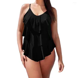 Women's Swimwear Ruffle One Piece Swimsuit Mature Women Cover Belly Slimming Vintage Retro Bodysuit Bathing Suits Monokini Plus Size 3XL