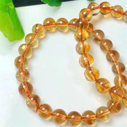 Bangle Natural Citrine Bracelet Handmade Yellow Crystal Quartz Jewellery Stretch Children Birthday Gift 1pcs 8MM