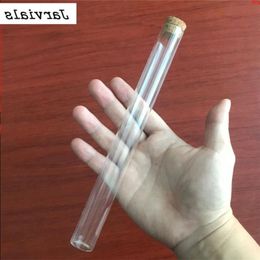 22x220mm Empty Glass Transparent Flat Base Bottles With Cork Stopper Long Vials Stand 62CC Vase Jars 12pcsgood qty Gibov