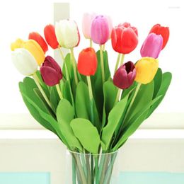 Decorative Flowers Wholesale White Artificial Flower High Quality Real Touch PU Tulip Desktop Wedding Home Decoration Gift Multi-color Party