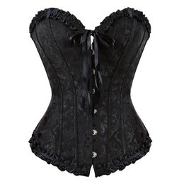 Sexy Corset Overbust Bustiers Corsets Women Plus Size Breathable Push Up Print Lace Bandage Vintage Victorian Bridal Corselet &264J