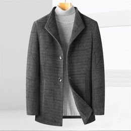 Men's Wool Blends Highend Chenille Fabric Winter Coats Man Stand Collar Business Casual Coat Thicken Windproof Windbreaker Jackets for Men 231017