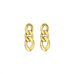 Luxury Brand Link Chain Stud Earrings Korean Style Gold Colour Stainless Steel Eardrop Fashion Jewellery For Women Christmas 2020214J