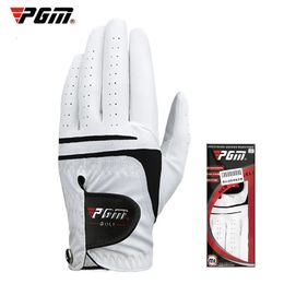 Sports Gloves PGM Men Golf White Breathable Kid lambskin Genuine Leather Sport Hand Glove Wear Single Left Right Handed Batting ST022 231017