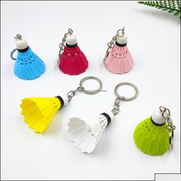 Keychains Lanyards Keychains Fashion Accessories 6 Colours Creative Mnini Pvc Badminton Pendant Sports Small Key Chain Bag Charm Car Dhr9W