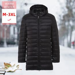 Men's Down Parkas Autumn Winter Men White Duck Down Jacket With Hood Female Thin Soft Big Size Warm Coat Good Quanlity Windproof Solid Outwear 231017