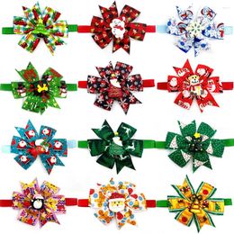 Dog Apparel 50pcs Christmas Pet Supplies Cute Small Cat Bow Tie Necktie With Santa Claus Snowflake Accessories For Dogs