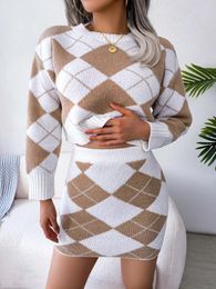 Women's Sweaters Casual Sweater Ins Style Autumn And Winter Contrast Linggelu Navel Hip Wrap Skirt Suit Wear2023