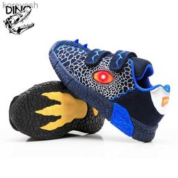 Athletic Outdoor DINO Kids LED Autumn Flashing Footwear 3-6Y Boys Little Children Light Up Glowing Sneakers 2023 New Casual Running Sports ShoesL231017