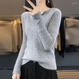 Women's Sweaters Autumn And Winter 100 Pure Cashmere Sweater Lapel Slim-fitting Loose Drawstring Pullover Wool Knitted Bottom