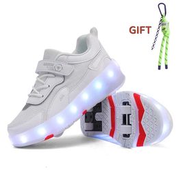 Inline Roller Skates Skate Shoes 4 Wheels Sneakers Children Boys Led Flashing Light Gift Girl Fashion Sports Casual Kids Toys Boot 231016