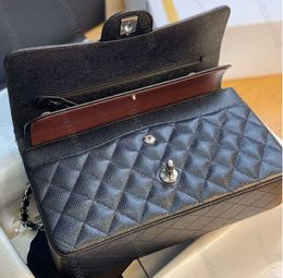 10A Mirror Quality Classic Quilted Double Flap Bag 25cm Medium Top Tier Genuine Leather Bags Caviar Lambskin Black Purses Shoulder Chain Designer Handbag Y523ESS