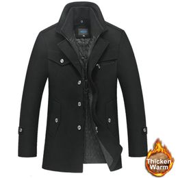 Men's Wool Blends Winter Jacket Men Casual Thicken Stand Collar Coats Casaco Masculino Palto Mens Windbreaker Overcoat Woollen Trench Coat 5XL 231017