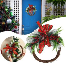 Decorative Flowers Metal Wreath Christmas Artificial For Front Door Outdoor Flocked With Mixed Window Suction Cups