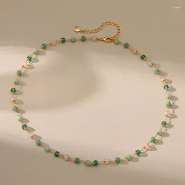 Choker CCGOOD Gold Plated Jewelry Turquose Color Faceted Beads Necklace For Women Collares Aesthethic