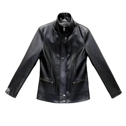 Women's Leather 2023 Spring Moto Biker Zipper Genuine Jacket Women Real Jackets Ladies Natural Sheepskin Coats Outerwear 5xl