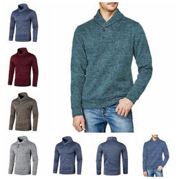 Men Half Turtleneck Warm Solid Color Sweater Winter Men's Sweater Slim Pullover Men's Button Hoodies Shirt Size S--XXXL