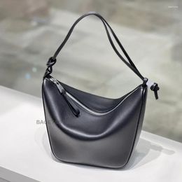 Evening Bags 2023 Hammock Underarm Bag Simple One Shoulder Crossbody Handbag Fashion First Layer Of Cowhide Hobo Women Genuine Leather