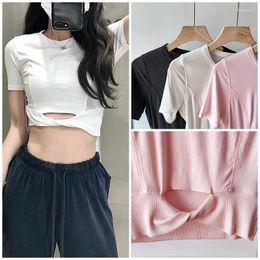 Yoga Outfit Shorts Sleeve Blouses Ladies Gym Wear Women Ribbed Shirts Modal Female Cropped Sports Tee Slim Fitness Workout Sportswear