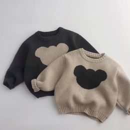 Пуловер 3493C, детский свитер в стиле ретро с медведем, осенне-зимний вязаный свитер для маленьких мальчиков, пуловер, повседневный свободный свитер для девочек, топ 231017